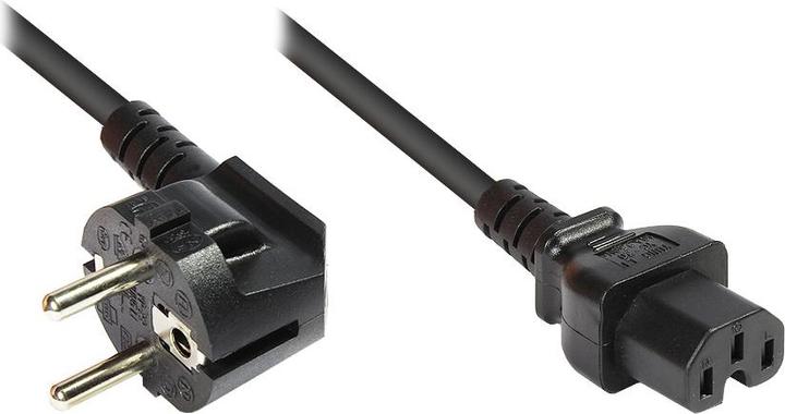 Good Connections Netzkabel Schuko-Stecker gewinkelt an Warmgerätebuchse, Typ F an C15, 1,8m, schwarz, ® (1.80 m)
