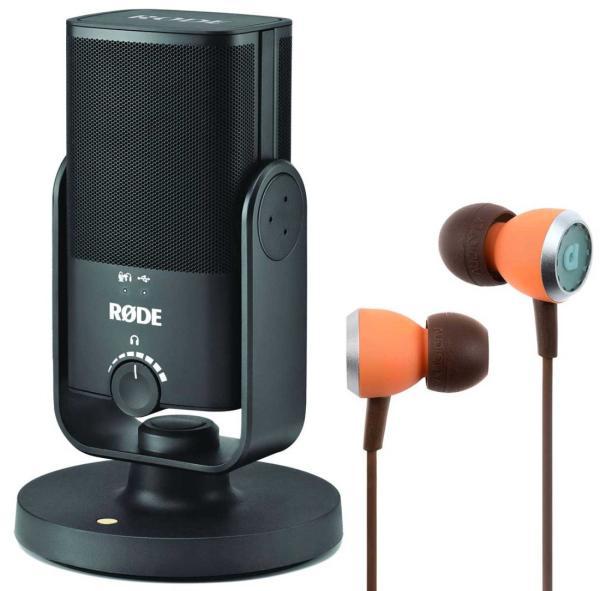 Actual product image RØDE NT-USB MINI USB microphone with Audiofly earphones