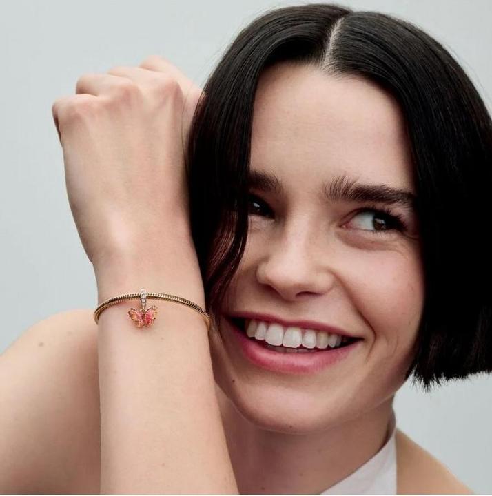 Image du produit Pandora Charm papillon en verre de Murano rose et jaune (Verre)