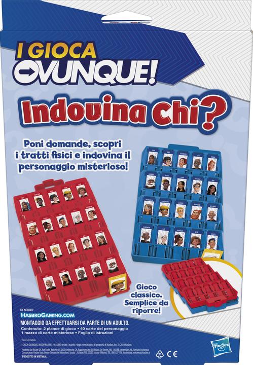 Productafbeelding Hasbro Gaming Wie is het? Compact, het originele raadspel voor kinderen, reisspel voor 2 spelers, overal plezier (Italiaans, 2 Spelers)