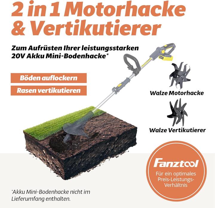 Immagine prodotto Fanztool Vertikutierer Aufsatz für elektrische Bodenhacke (Arieggiatore, Attacco per macchine da giardino)