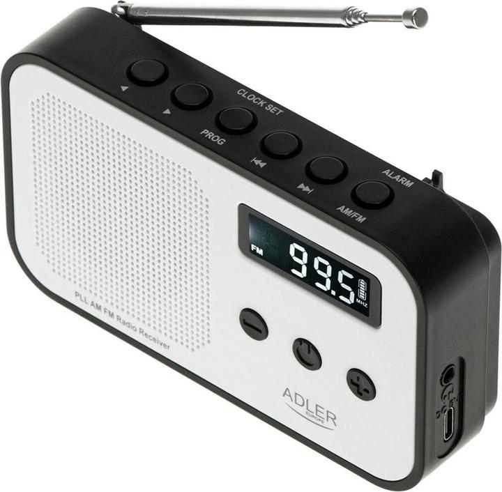 Image du produit Adler Interactive solution | Digital radio PLL AM/FM | AD 1907 | Alarm function | White/Black (AM, FM, KW, PLL)