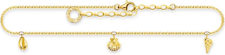 Thomas Sabo Anklet shells gold (750 yellow gold gilding, 925 sterling silver, 27 cm)
