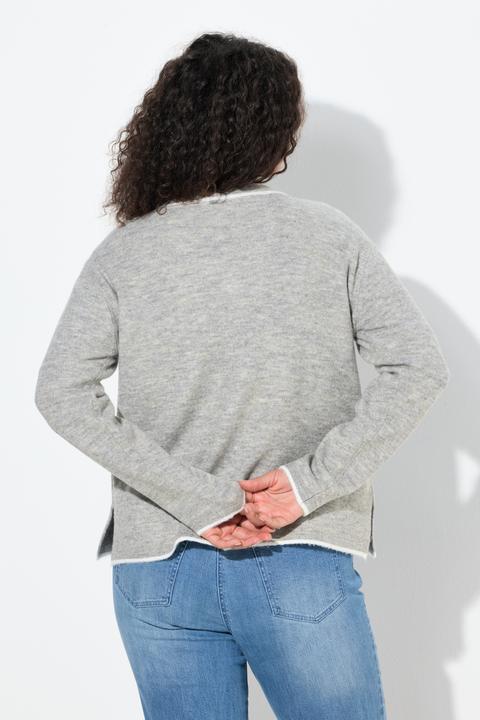 Produktbild Ulla Popken Strickjacke, Kontrastnaht, V-Ausschnitt, Langarm (58)