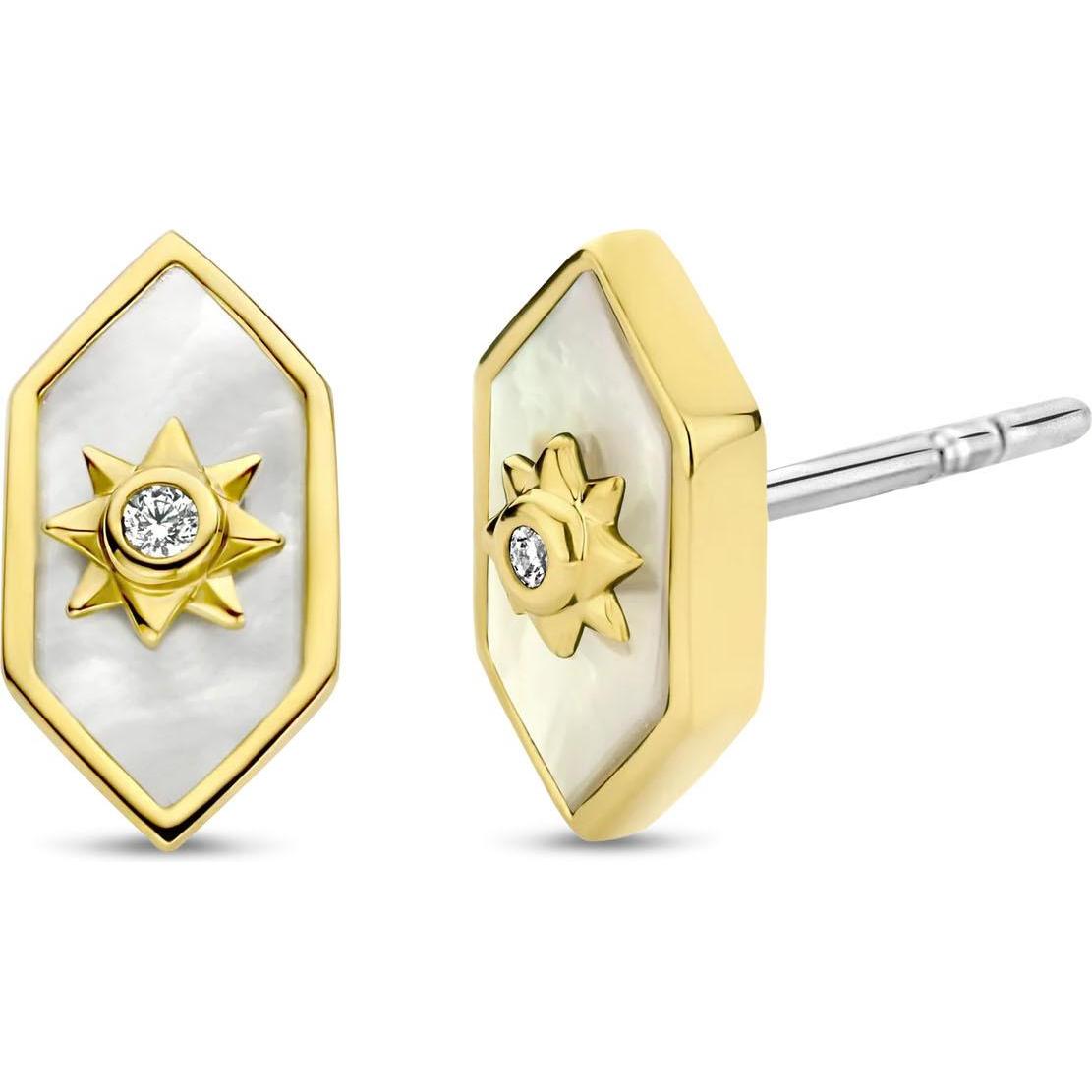Ti Sento Milano, Ohrringe, Ohrstecker mit Perlmutt und Zirkonia bicolor 7943MW, (925 Sterling Silber)