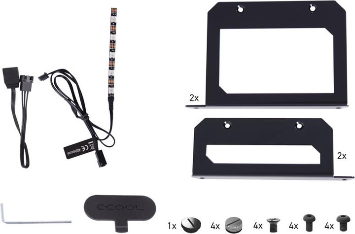 Actual product image Alphacool Rise Flat Reservoir D5 expansion tank with pump