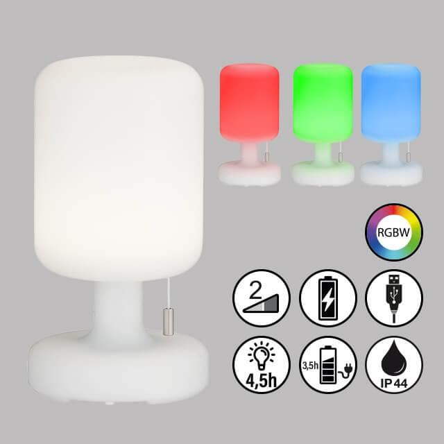 Thumbnail - FHL easy, Gartenbeleuchtung, FHL Termoli LED Akku-Outdoorleuchte USB 1,5W RGB-Farbsteuerung dimmbar IP44 850253 (IP44)