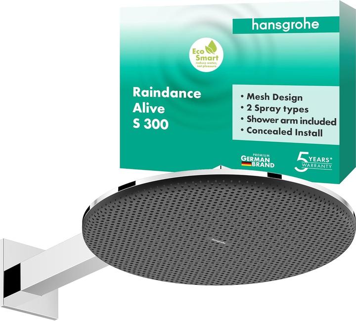 Produktbild hansgrohe Wassersparende Regendusche mit Anti-Kalk-Funktion und zwei Strahlarten (2 Strahlarten, 6.60 l/min)