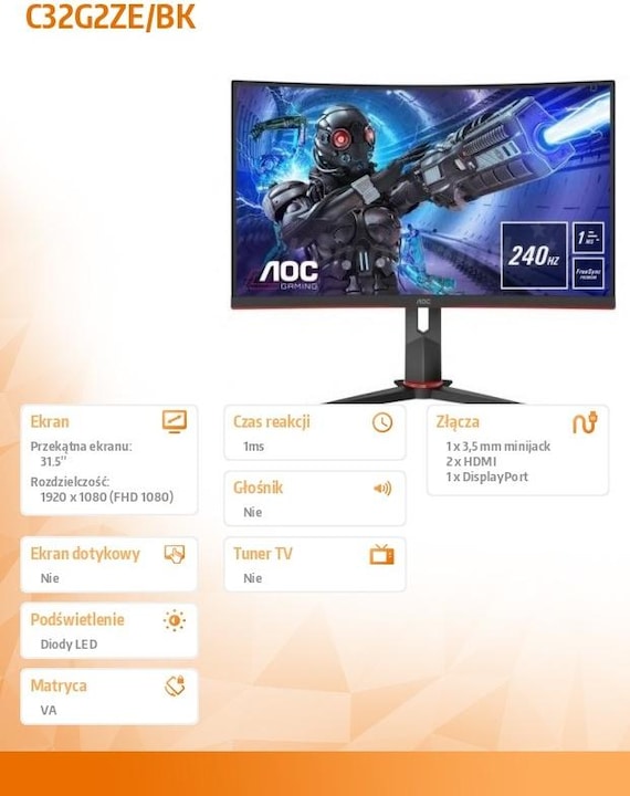 Produktbild AOC C32G2ZE (1920 x 1080 Pixel, 31.50")