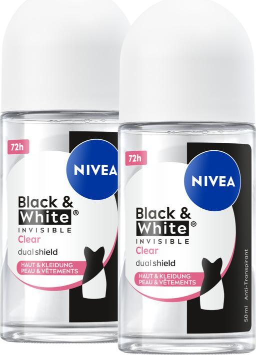 Produktbild NIVEA Black & White Invisible Clear Roll-on DUO (Roll-on, 100 ml)