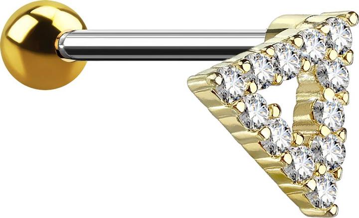 Produktbild Star Piercing Micro Barbell 14k vergoldet Dreieck mit Kristallen (Messing, Chirurgenstahl 316L)