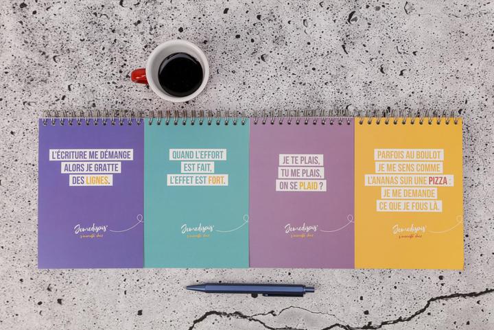 Image du produit Clairefontaine Jemedisais, Bloc reliure intégrale entête A6 10,5x14,8 cm, 160 pages, ligné, assortis. - A motifs (A6, Couverture souple)