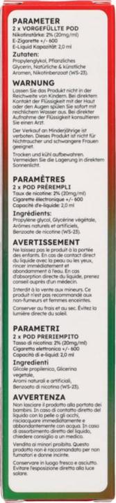 Valeurs nutritives et ingrédients SKE 4in1 Pod 2 x (Pastèque)