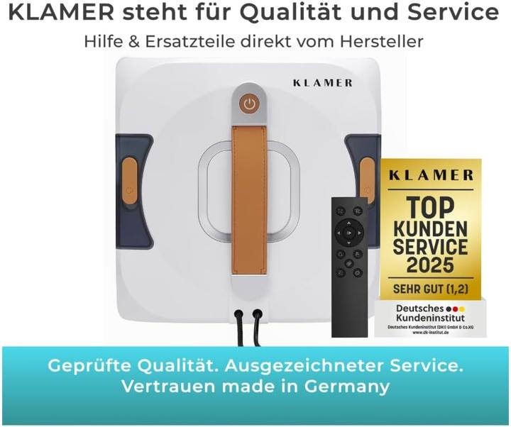 Actual product image KLAMER Fensterputzroboter, Kompakter Fensterroboter mit automatischer Kanten-Erkennung, Dual Sp…