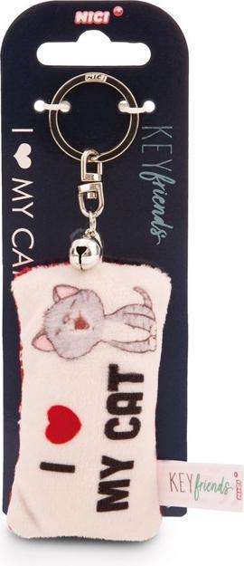 Produktbild Magni NICI Schlüsselanhänger Mini Plüschkissen I love my cat mit Glöckchen 8cm