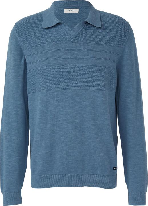 Produktbild s.Oliver Strickpullover Strick-Polo aus Baumwolle mit Strukturmix (S)