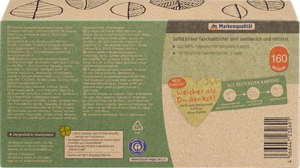 Nährwerte und Zutaten dm Soft&Sicher Taschentücherbox Recycling