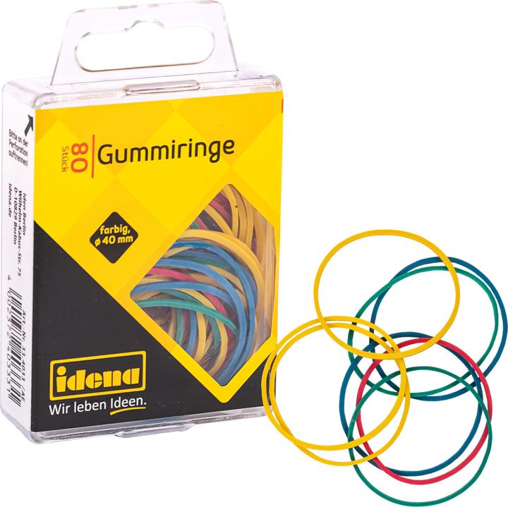 Idena Rubber rings 80 pieces assorted colours Ø 40mm (80 pcs.)