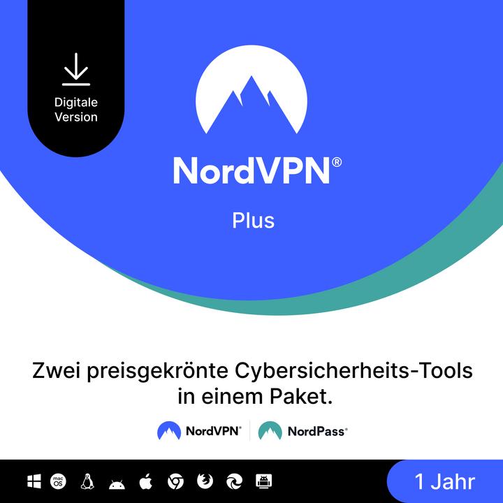 Actual product image NordVPN Plus cyber security package (VPN and password manager) (1 User, 10 Devices/Users, 12 months)