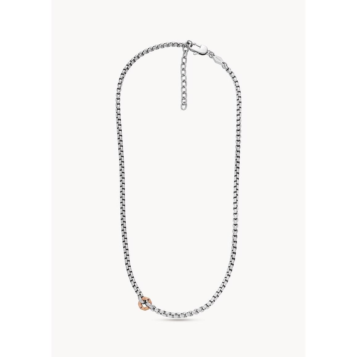 Fossil, Collana, - Men's bicolor necklace Sawyer JOF00946998, (Acciaio inossidabile)