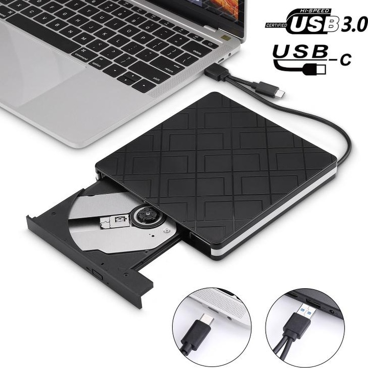 Produktbild Ueli Express Externer DVD Brenner mit USB-C und USB Anschluss (DVD Brenner)