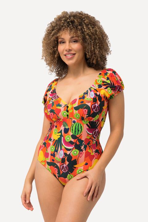 Immagine prodotto Ulla Popken Costume da bagno con frutta, coppe morbide e mezze maniche a sbuffo (50)
