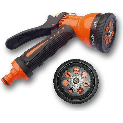 Bradas, Ugelli + Vaporizzatori giardino, ECO-7203 Spruzzatore da giardino in metallo 7 funzioni, arancione, 10 x 10 x 5 cm