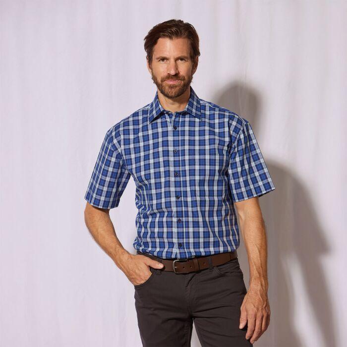 Produktbild Explorer Kurzarmhemd, kariert blau-hellblau (M)