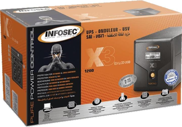 Produktbild Infosec compatible X3 EX LCD-USB 1200 (1200 VA, 700 W, Line-Interaktiv USV)