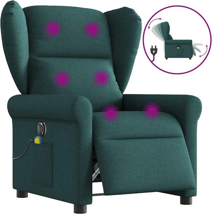 Image du produit VidaXL Fauteuil de massage électrique Vert foncé Tissu