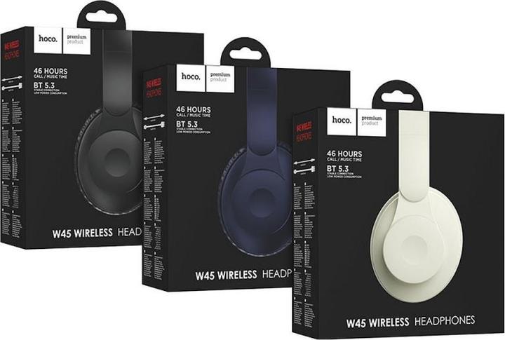 Actual product image Hoco - Wireless Headphones Enjoy (W45) - Over-Ear, Foldable with Bluetooth 5.3 and Microphone - Blue (200 h, Wireless)
