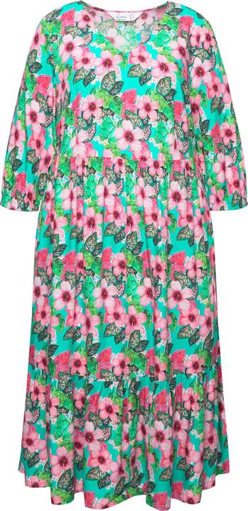 Produktbild Miamoda Midikleid, A-Linie, Blütenmuster, Zierband, 3/4-Ärmel (44)