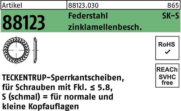 Produktbild Teckentrup Sperrkantscheibe R 88123 S 6x12,2 x1,2 Federstahl zinklamellenbeschichtet