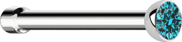 Produktbild Star Piercing Nasenstecker gerade silber mit Kristall aqua (ohne Messing, Chirurgenstahl 316L)