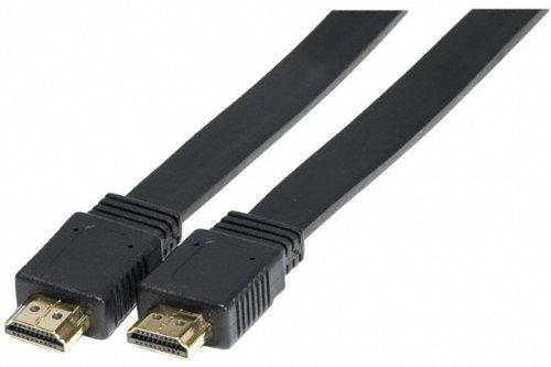 Exertis Connect High Speed HDMI Flachkabel, vergoldet, HDMI St. A / St. A, schwarz, 2,0 m flaches HDMI Kabel zur dis (2 m)