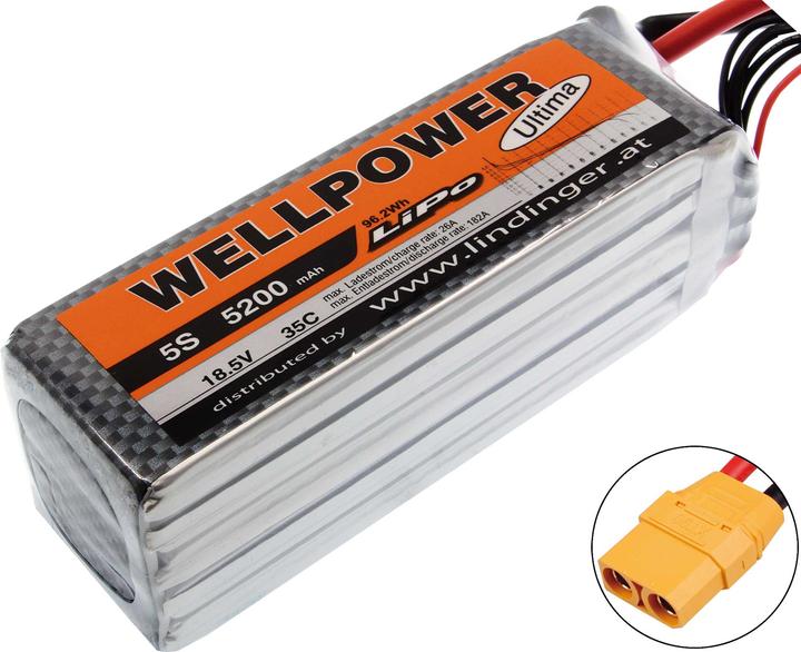 Wellpower BATTERIA LIPO ULTIMA 5200 MAH / 18,5 VOLT 5S 35/70C CH5/8 XT-90 (18.50 V, 5200 mAh)
