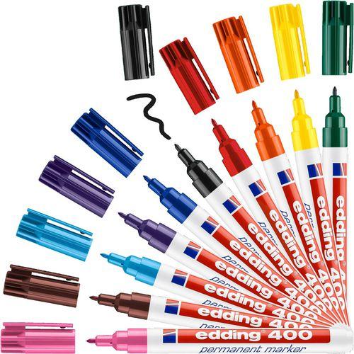 Produktbild Edding 400 (Orange, Gelb, Violett, Grün, Blau, Rosa, Schwarz, Rot, Braun, Hellblau, 1 mm, 10 x)