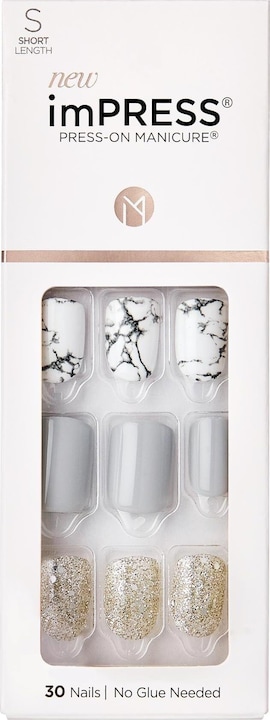 Produktbild KISS Kunstnägel-Set Knock Out 30 Stück (Kunstnägel, Weiss, Grau)