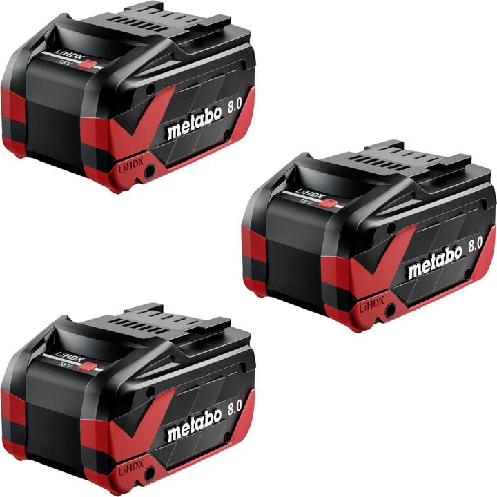 Image du produit Metabo 3x LiHDX Akkupack 18 V 8,0 Ah CAS Li-Ion Akku ( 3x 624975000 ) (18 V)