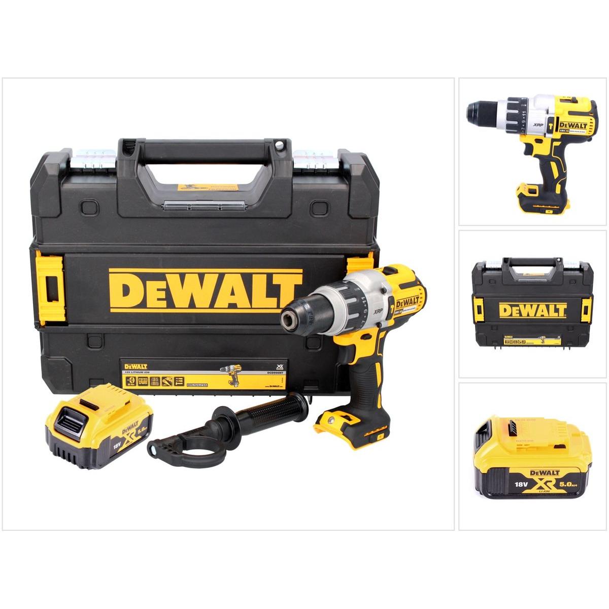 DeWalt, Bohrmaschine + Akkuschrauber, DCD 996 NT Akku Schlagbohrschrauber 18 V 95 Nm Brushless + 1x Akku 5,0 Ah + TSTAK ...