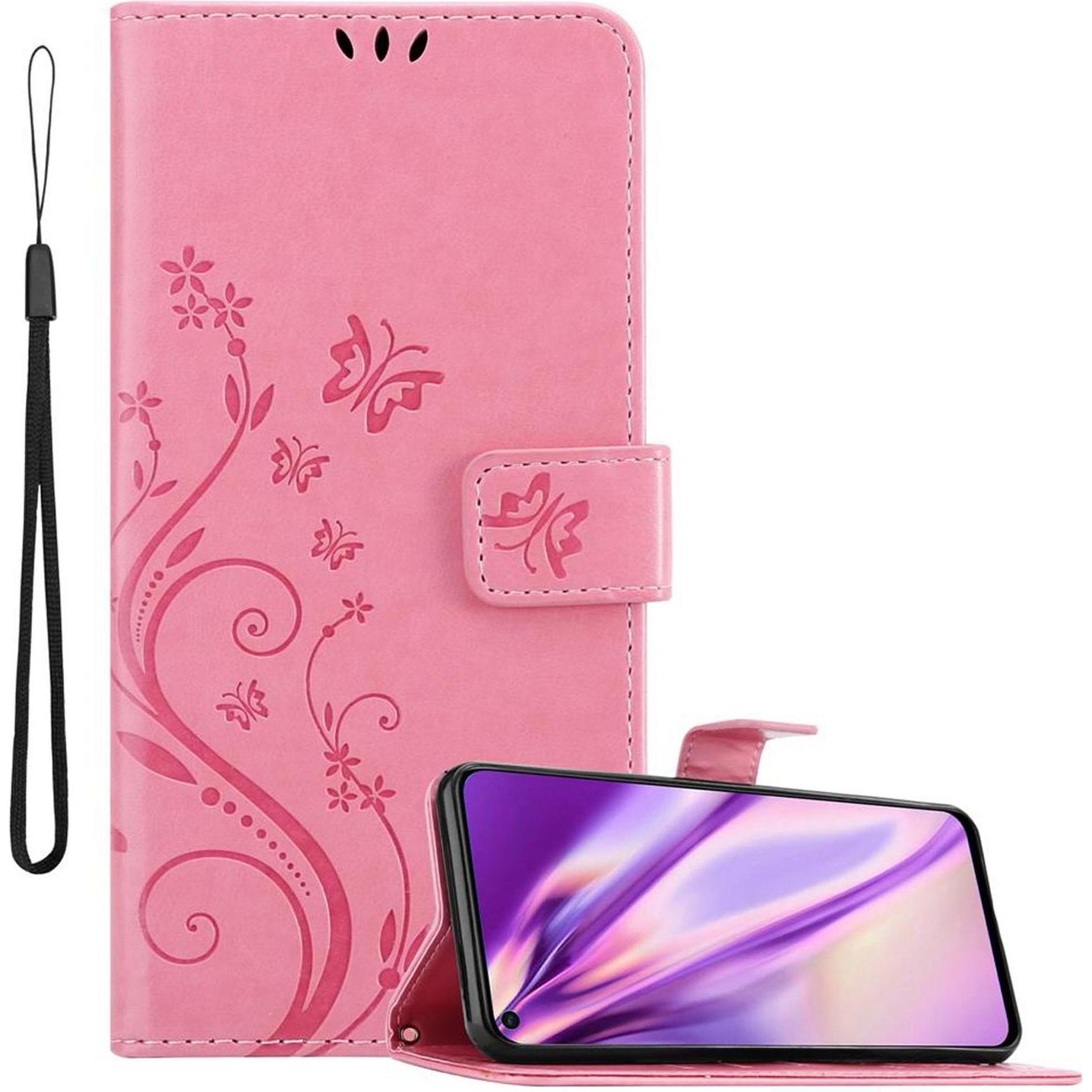 Cadorabo Flower Book Cover (Huawei Nova 4), Smartphone Hülle, Rosa