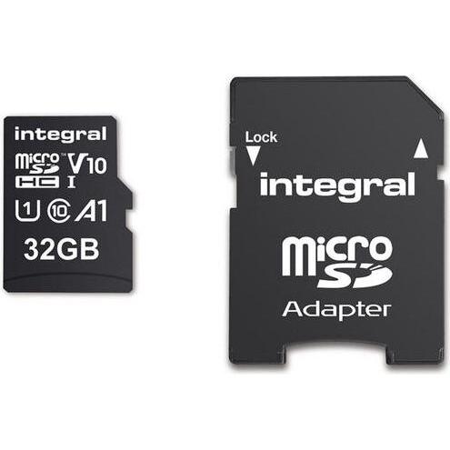 Integral 32GB HIGH SPEED MICROSDHC/XC V10 UHS-I U1 (32 GB, microSD, U1, UHS-I), Speicherkarte, Schwarz