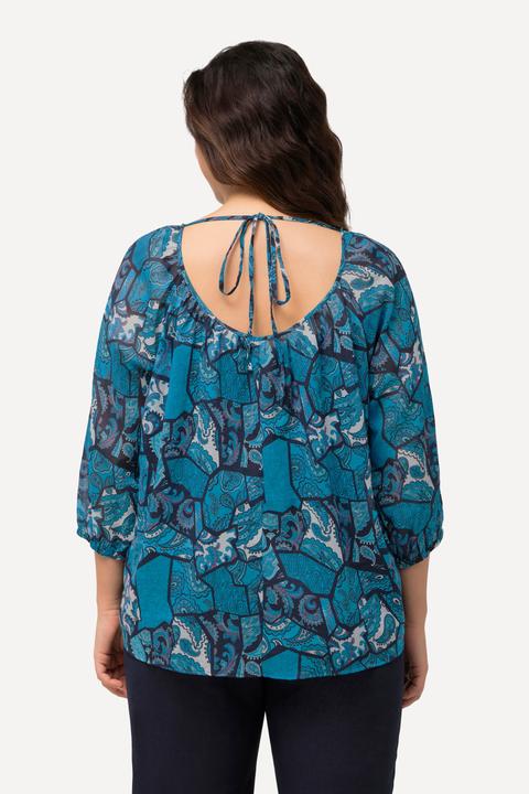 Immagine prodotto Ulla Popken Bluse, floraler Druck, Rundhals, Rücken-Bindeband (58)