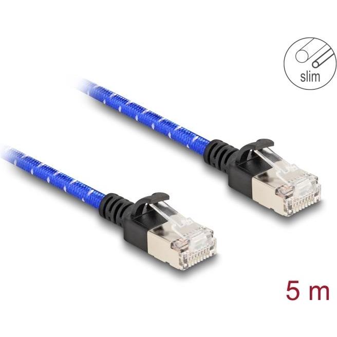 Delock RJ45 Netzwerkkabel mit Geflechtmantel Cat.6A U/FTP Sl (U/FTP, CAT6a, 5 m), Netzwerkkabel