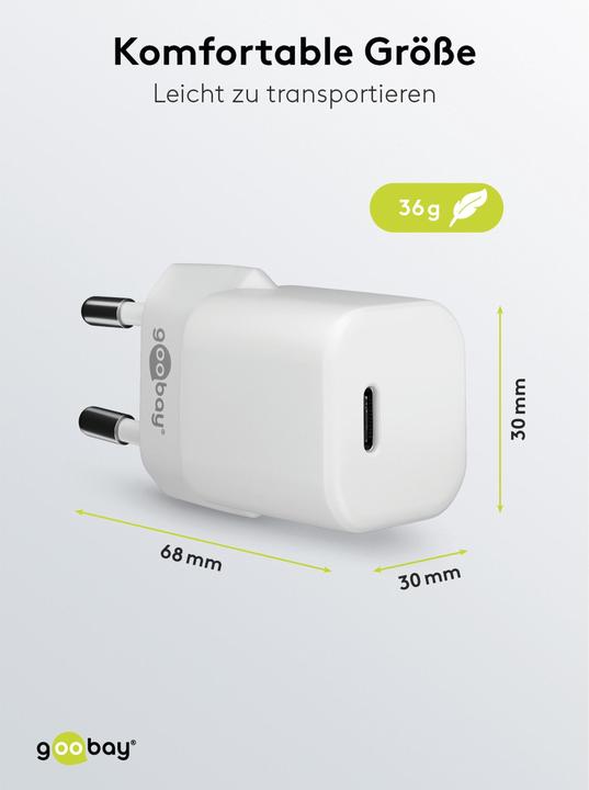 Produktbild Goobay Schnellladegerät nano USB-C PD (20 W, 1 Port)