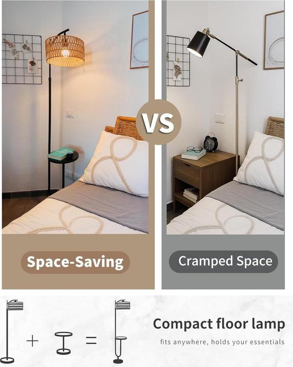 Produktbild Lampada da Terra con Tavolino Laterale e Porte USB (E27)