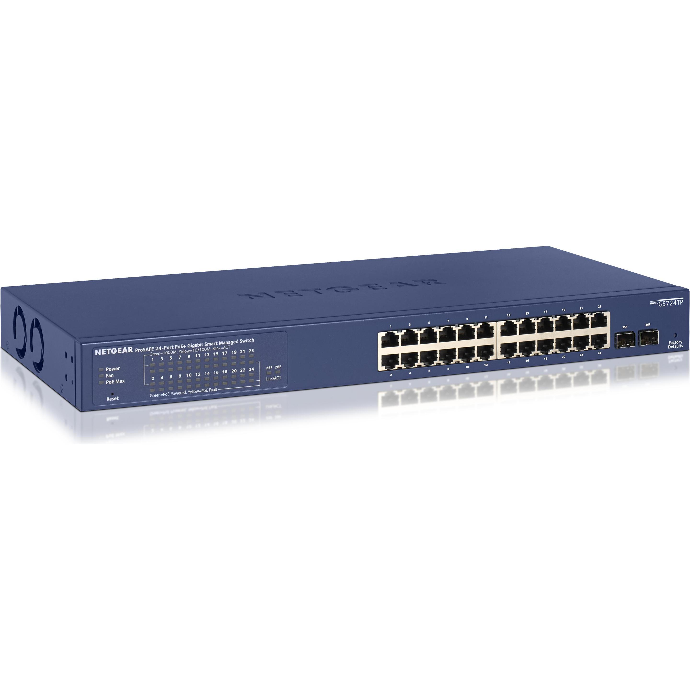 Netgear GS724TP (24 Ports), Netzwerk Switch, Blau