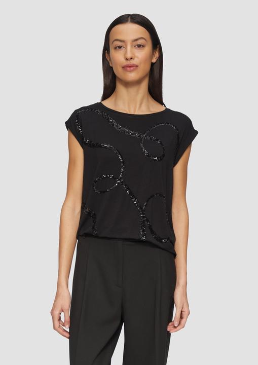 Actual product image S.Oliver T-Shirt Shirt aus Viskosemix mit Pailletten (40)