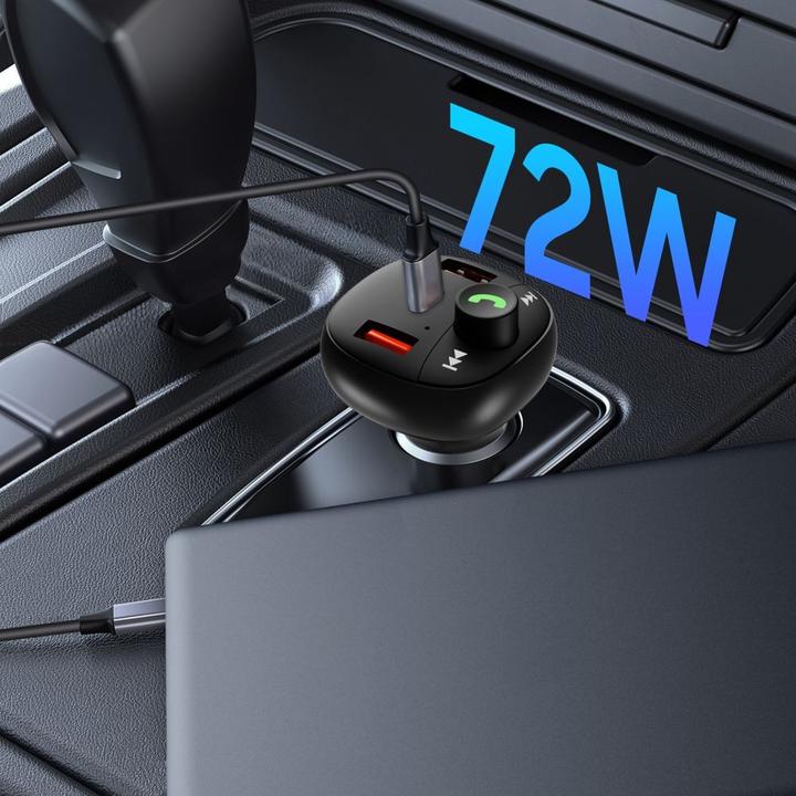 Produktbild Tech-Protect CC06 3-port PD72W car charger with transmitter - black