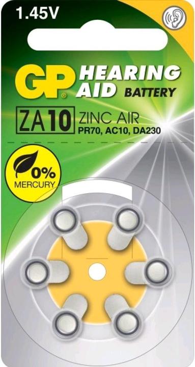 Actual product image GP Batteries GP button cell ZA10, 1.4V, 6 pcs. (6 pcs., PR70, 90 mAh)